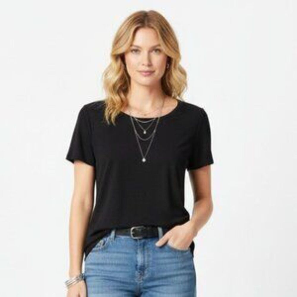 Joie Black Cotton Blend Short Sleeve Crewneck Tee T Shirt Top L